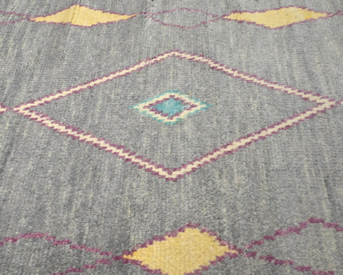 10 Feet Moroccan Gray Hand Woven Wool Runner Rug